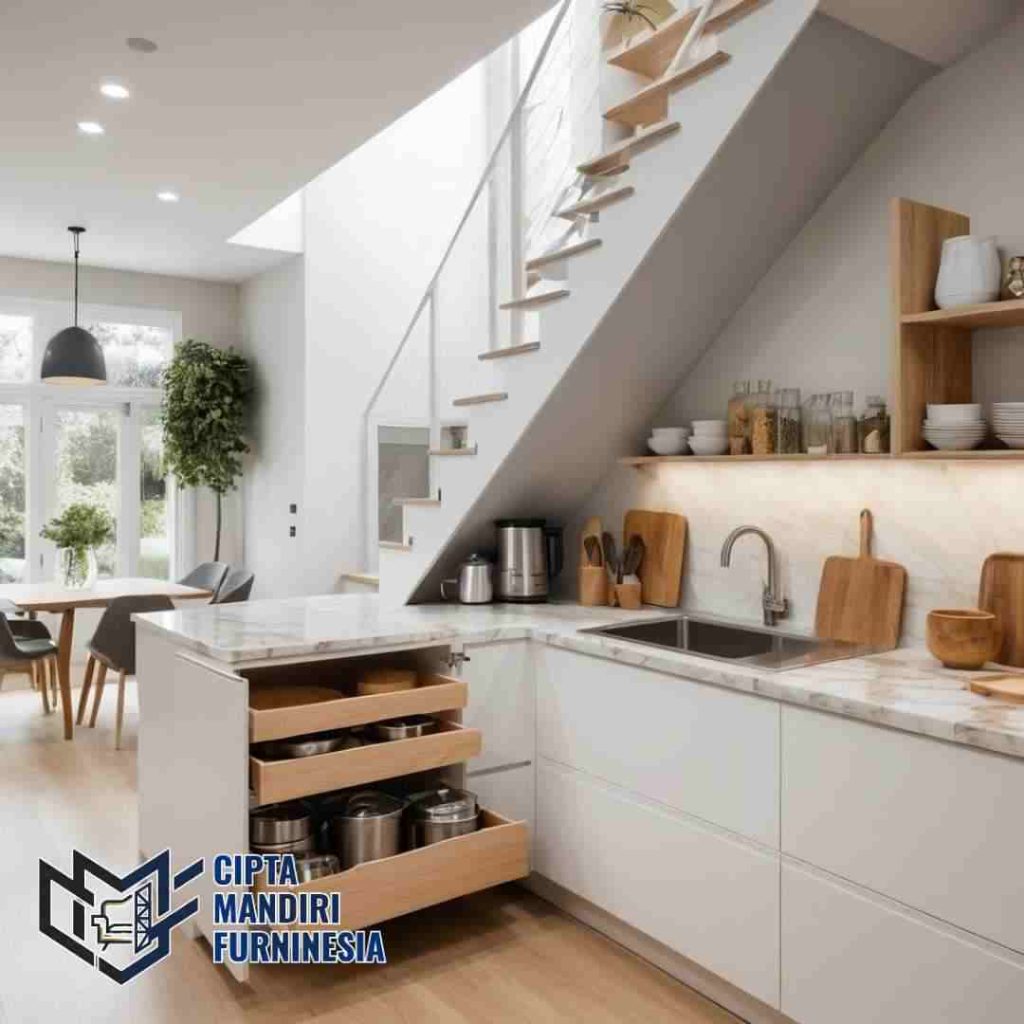 Kitchen Set Bawah Tangga Minimalis Aluminium Anti Rayap
