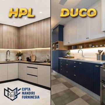 Perbedaan HPL dan Duco Untuk Finishing Kitchen Set Klasik Modern