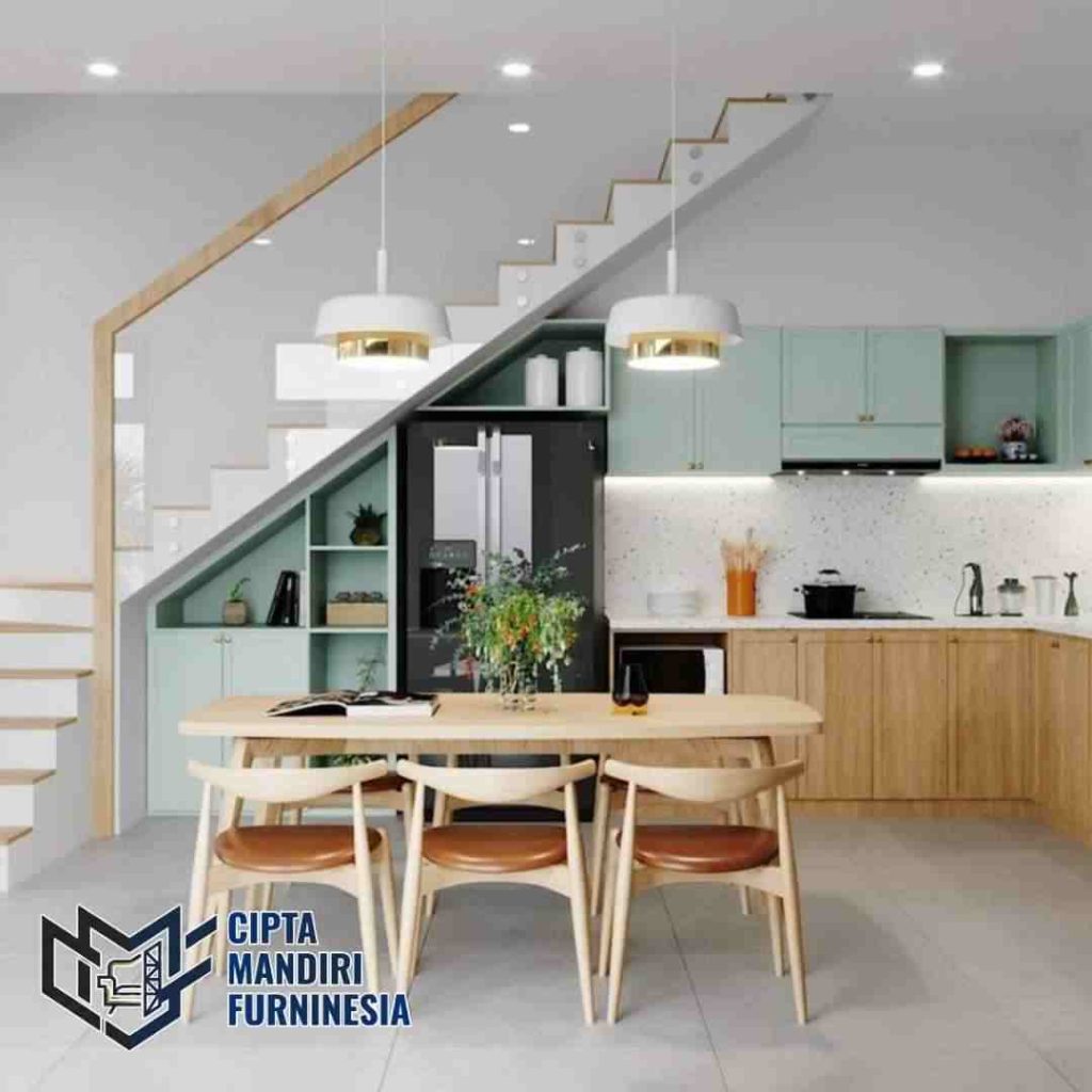 Desain Kitchen Set Minimalis Bawah Tangga Solusi Ruang Mati di Cibitung