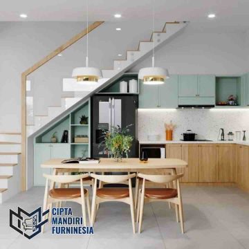 Desain Kitchen Set Minimalis Bawah Tangga Solusi Ruang Mati di Cibitung