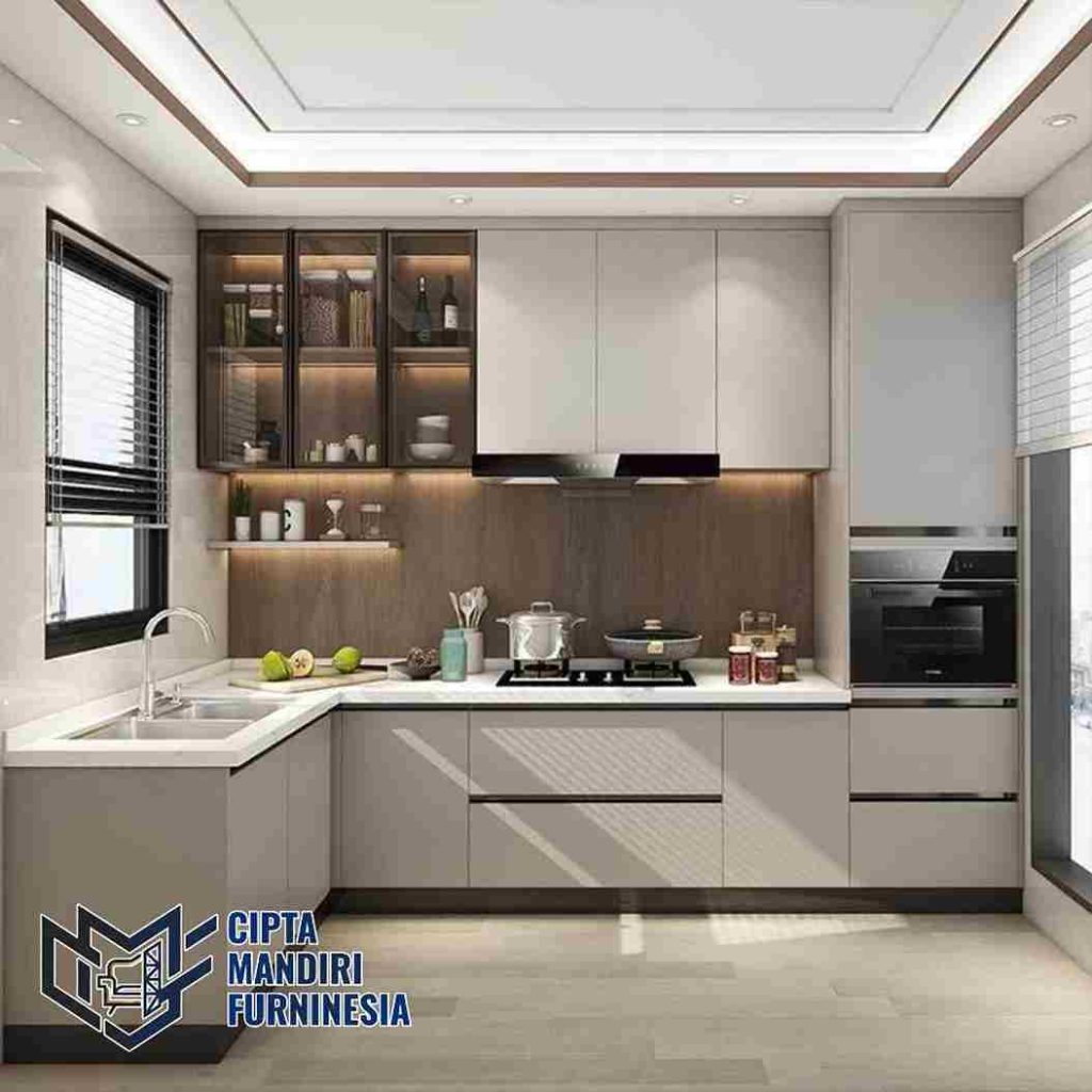 Kitchen Set Minimalis Dapur Kecil Leter L Sederhana Rapi area Grand Wisata Bekasi