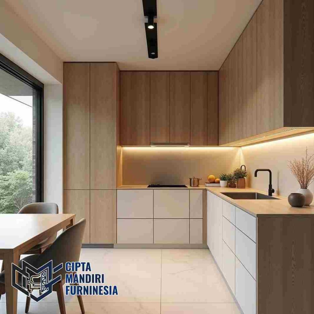 Spesialis Kitchen Set Minimalis Japandi Kayu Solid di Menteng Jakarta