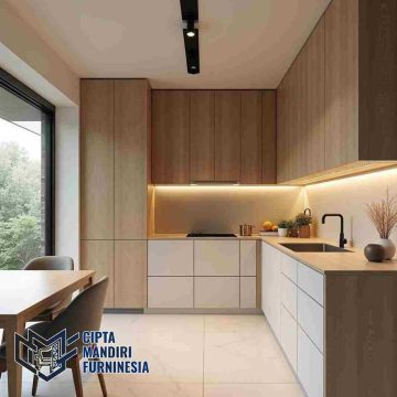 Spesialis Kitchen Set Minimalis Japandi Kayu Solid di Menteng Jakarta