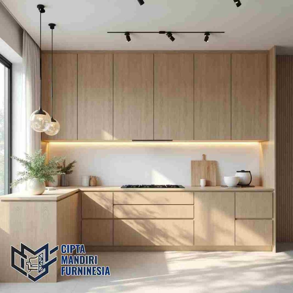 Spesialis Kitchen Set Minimalis Japandi Kayu Solid di Menteng Jakarta