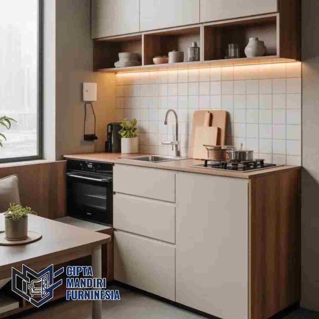 Jasa Kitchen Set Minimalis Apartemen Studio Hemat Ruang di Bekasi utara