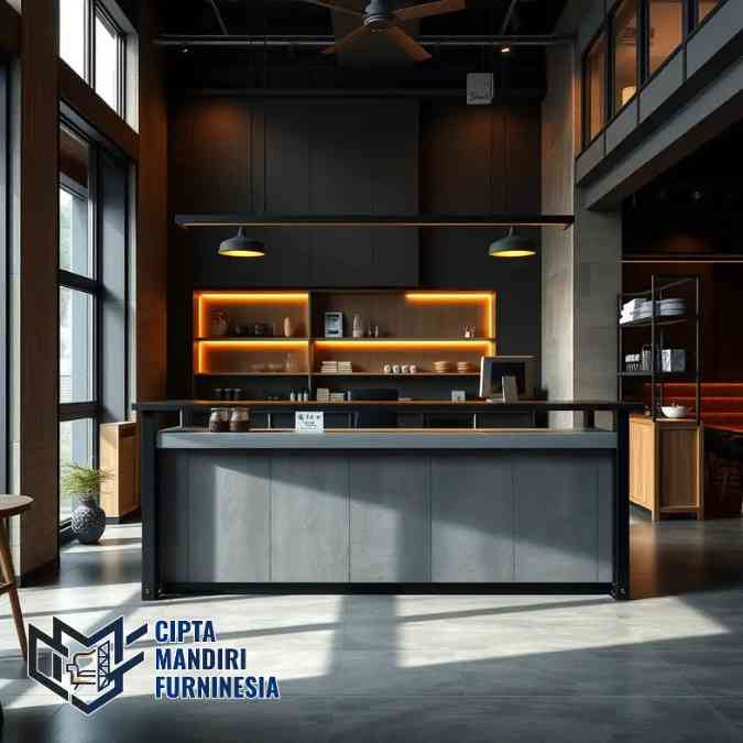 Jasa Meja Kasir Industrial Custom Minimalis Area Jabodetabek Elegan