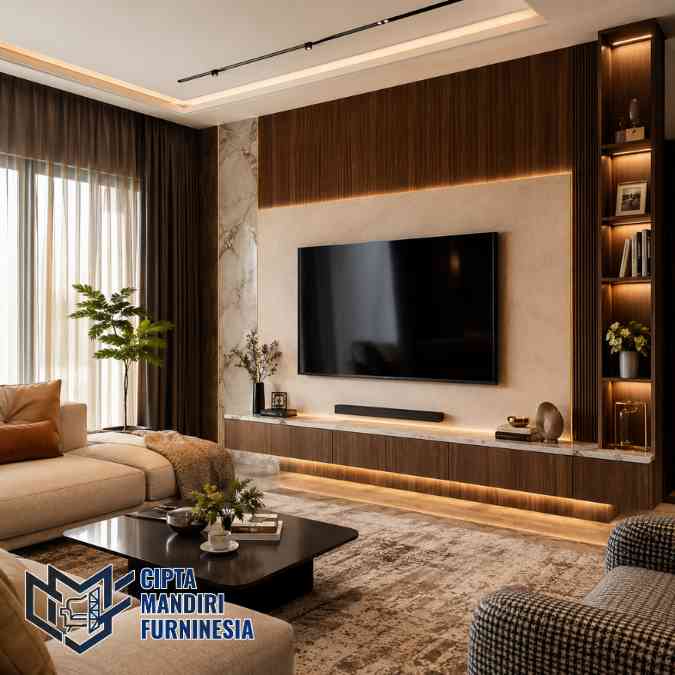 Jasa Backdrop TV HPL Tangerang Minimalis Gratis Survei Lokasi
