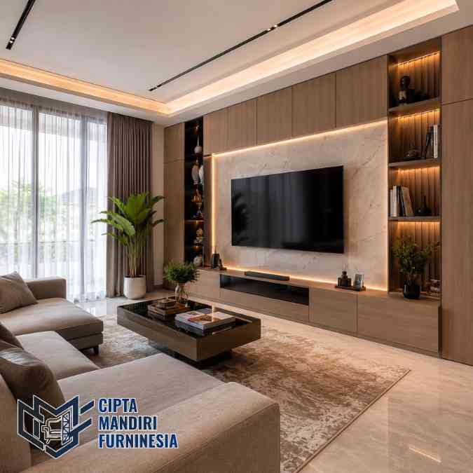 Vendor Backdrop TV HPL Depok Terbaik Anti Kelupas di Jamin Awet