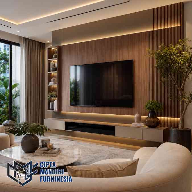 Jasa Backdrop TV Kayu Awet Bogor Anti Gores Free Desain 3D